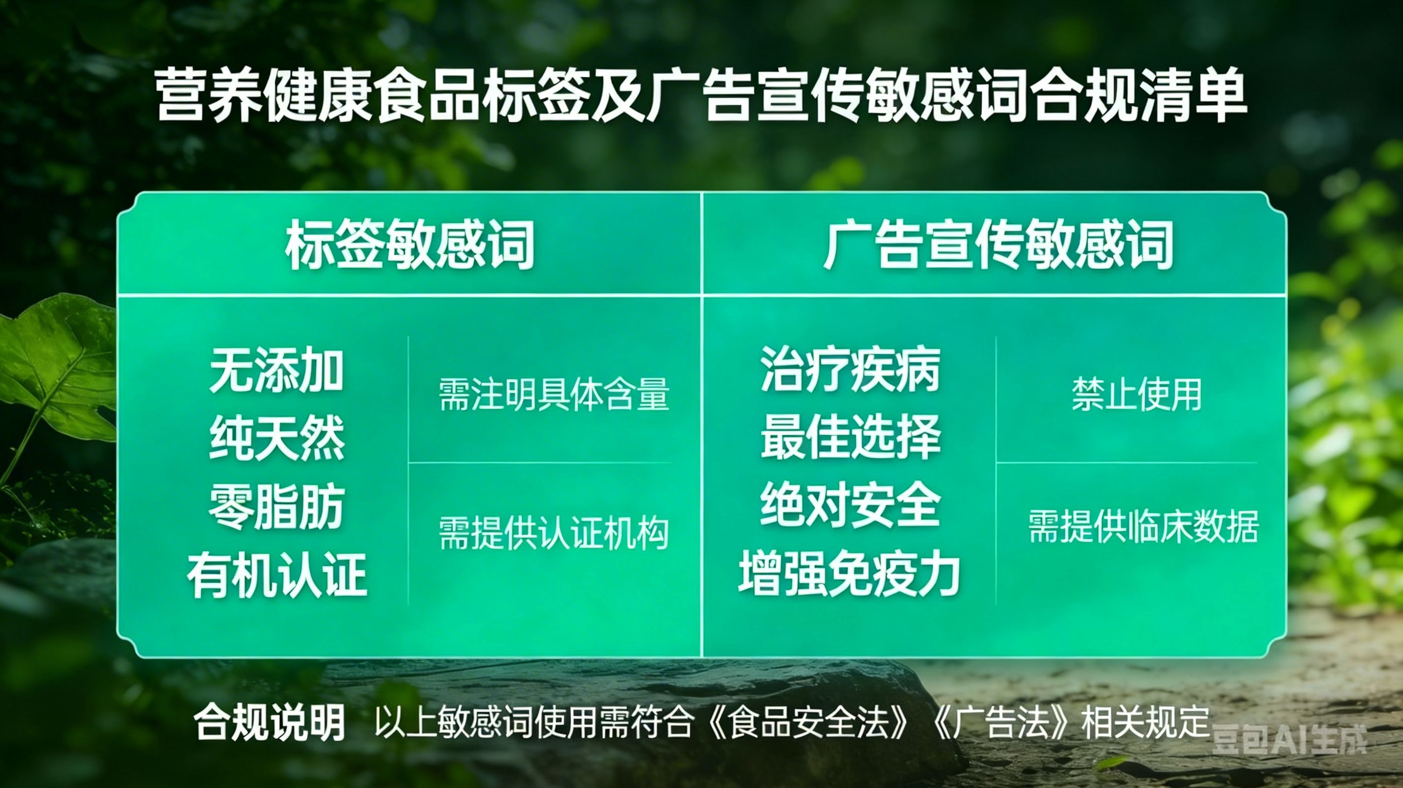 营养健康食品标签及广告宣传敏感词合规清单 
